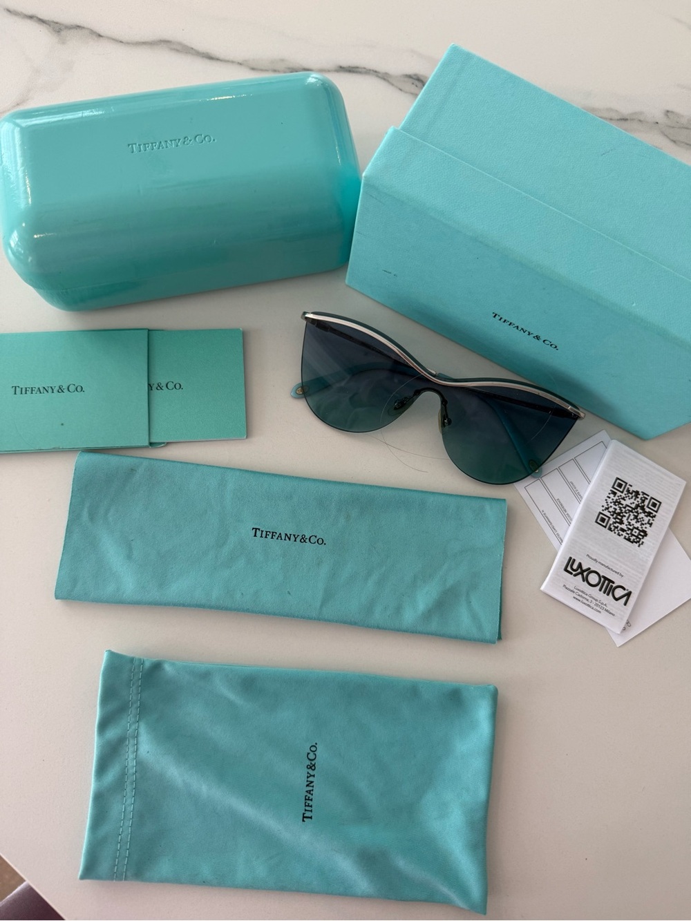 Tiffany & Co. Turquoise Cat-Eye Sunglasses with Matching Case
